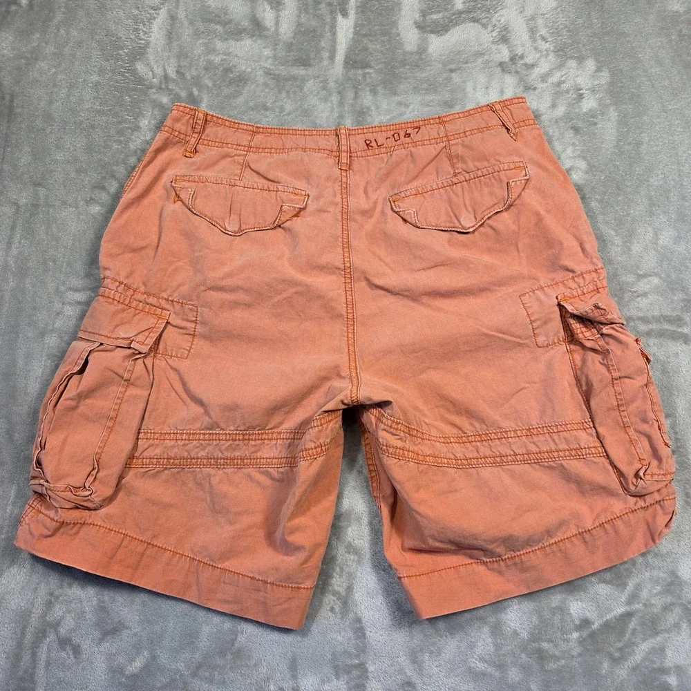 Polo by Ralph Lauren Surplus Fit Cargo Shorts Mens 33 Salmon Orange Y2k Preppy‎